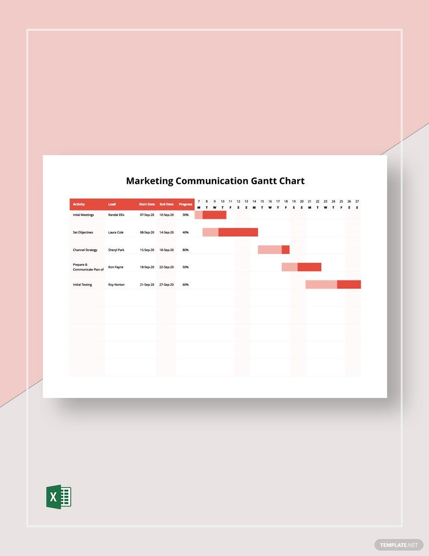 Marketing Communication Gantt Chart Template