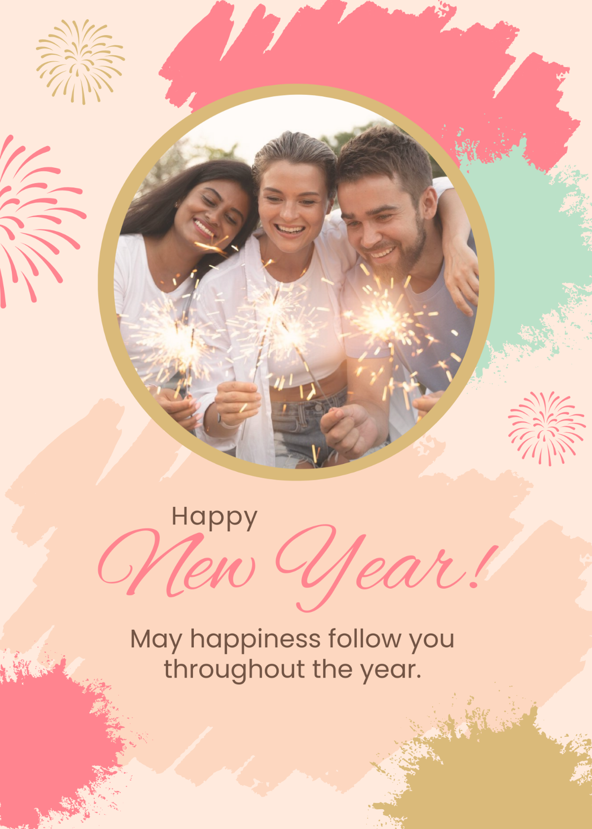 Free New Year Greeting Card Photos Template - Edit Online & Download