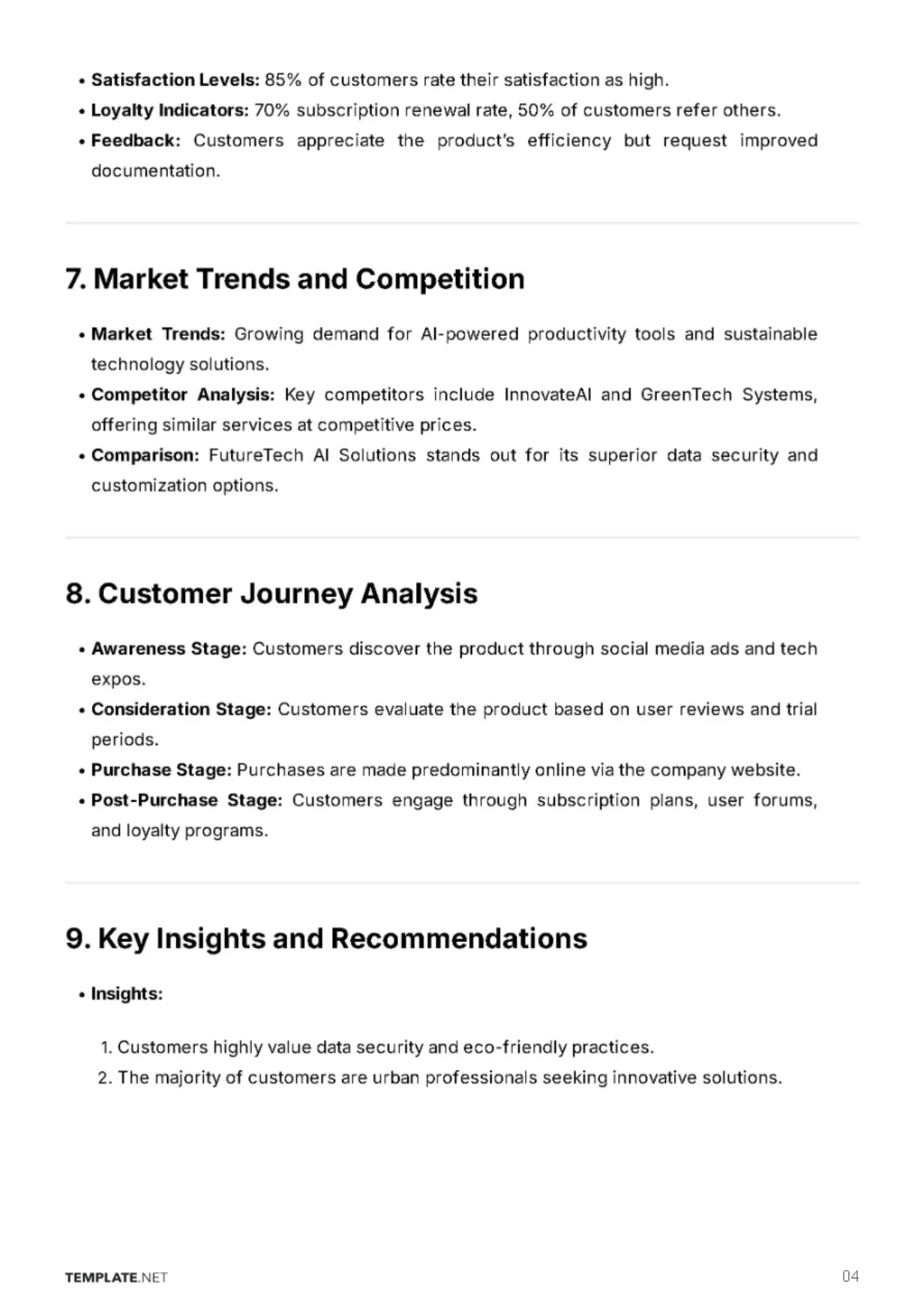 Free Customer Analysis Report Template to Edit Online
