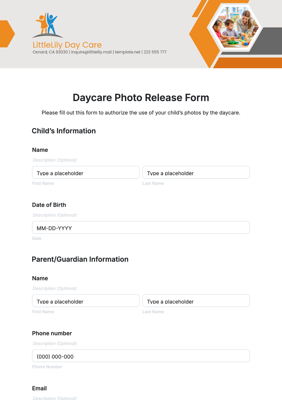 Daycare Photo Release Form Template - Edit Online & Download