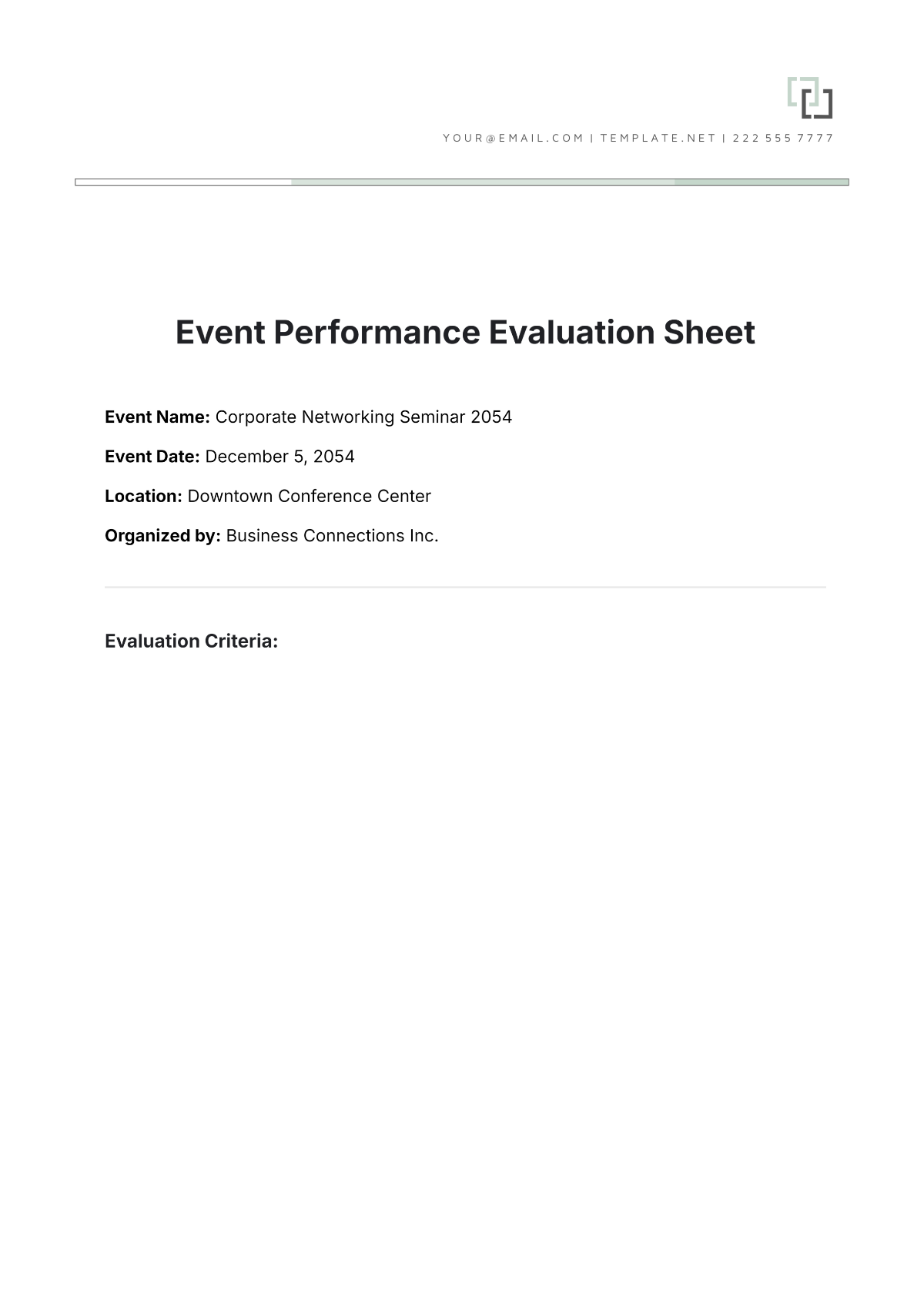 Event Performance Evaluation Sheet Template - Edit Online & Download