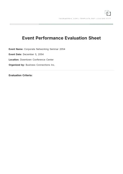 Free Event Performance Evaluation Sheet Template to Edit Online