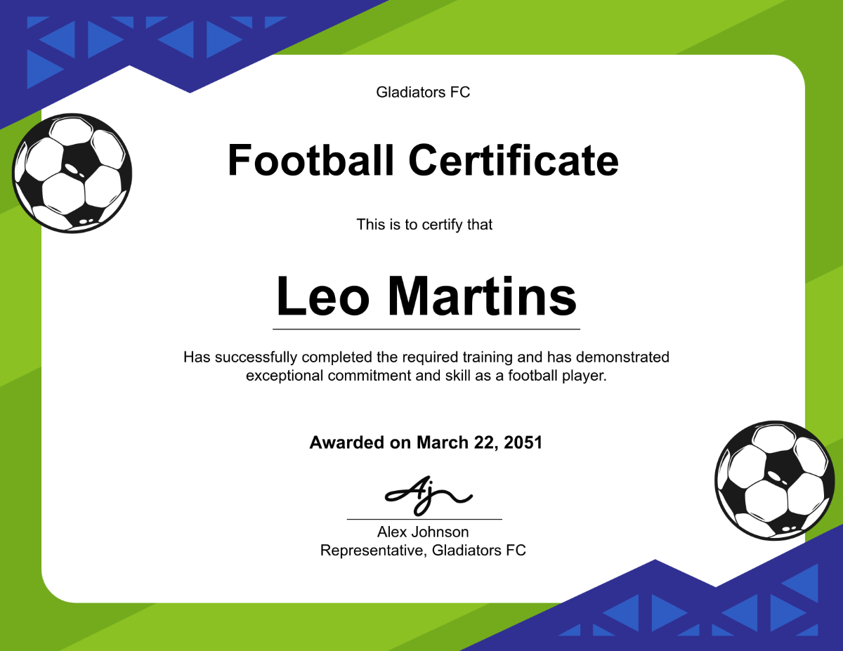 Free Football Certificate Template - Edit Online & Download