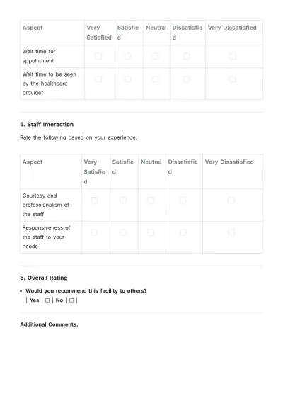 Free Patient Satisfaction Evaluation Sheet Template to Edit Online