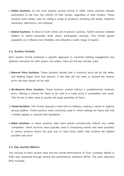 Free Auction Performance Report Template to Edit Online