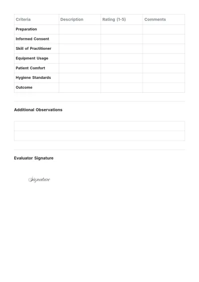 Free Medical Procedure  Evaluation Sheet Template to Edit Online