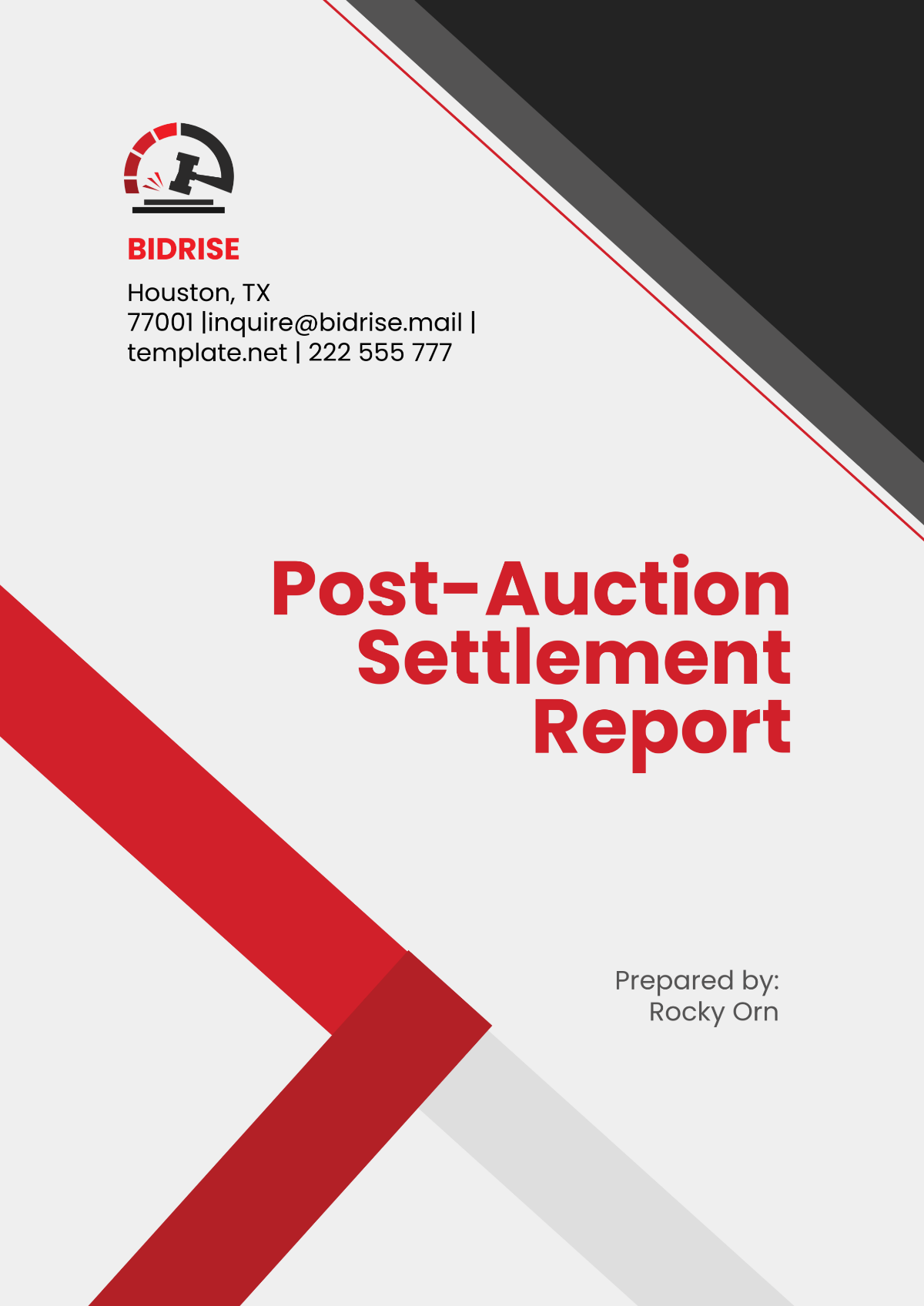 Post-Auction Settlement Report Template - Edit Online & Download