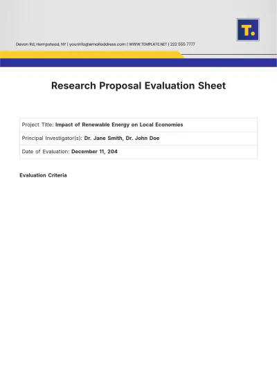 Free Research Proposal Evaluation Sheet Template to Edit Online