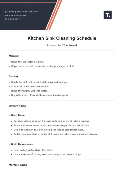 Free Kitchen Sink Cleaning Schedule Template to Edit Online