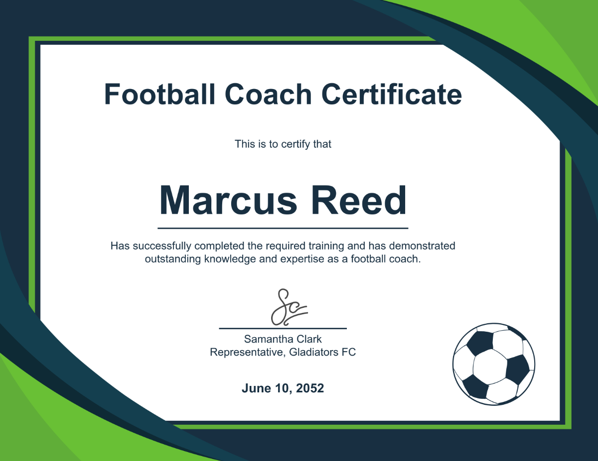 Editable Football Certificate Template