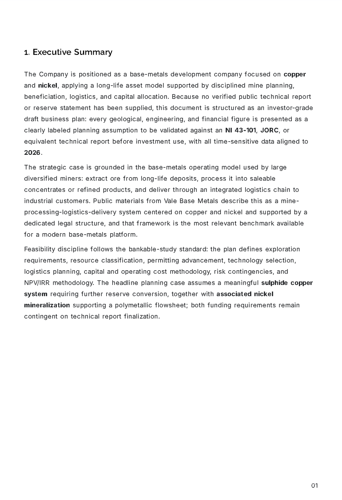 Free Mining Business Plan Template to Edit Online