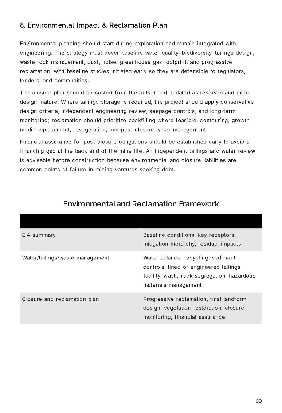 Free Mining Business Plan Template to Edit Online