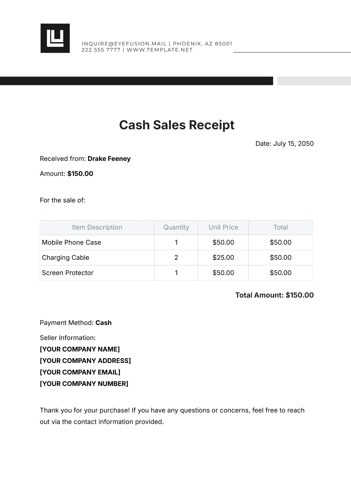 Cash Sales Receipt Template - Edit Online & Download