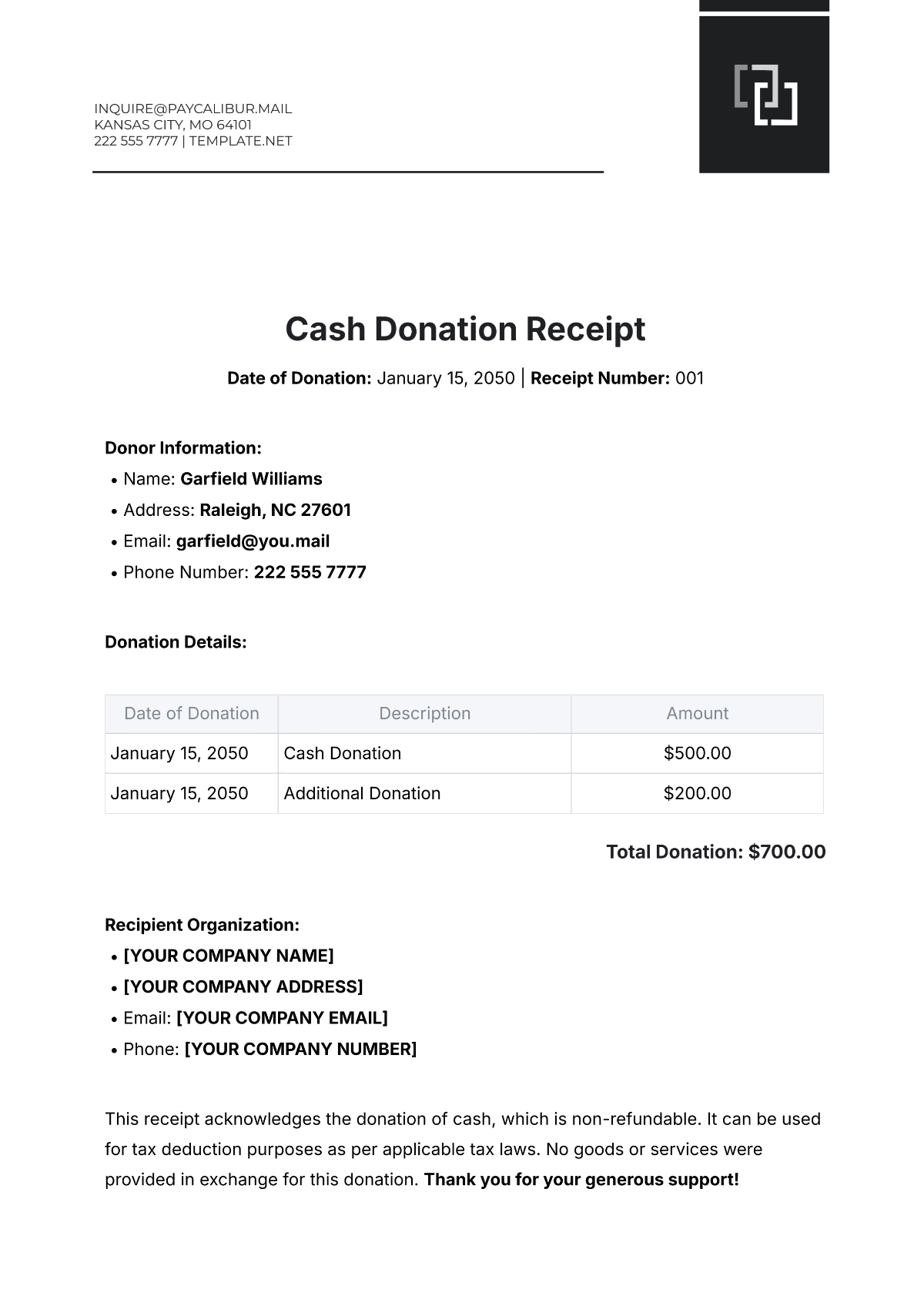 Free Cash Refund Receipt Template To Edit Online