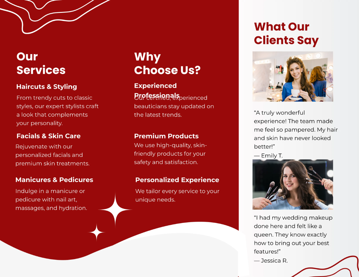 Free Beauty Parlor Brochure Template to Edit Online