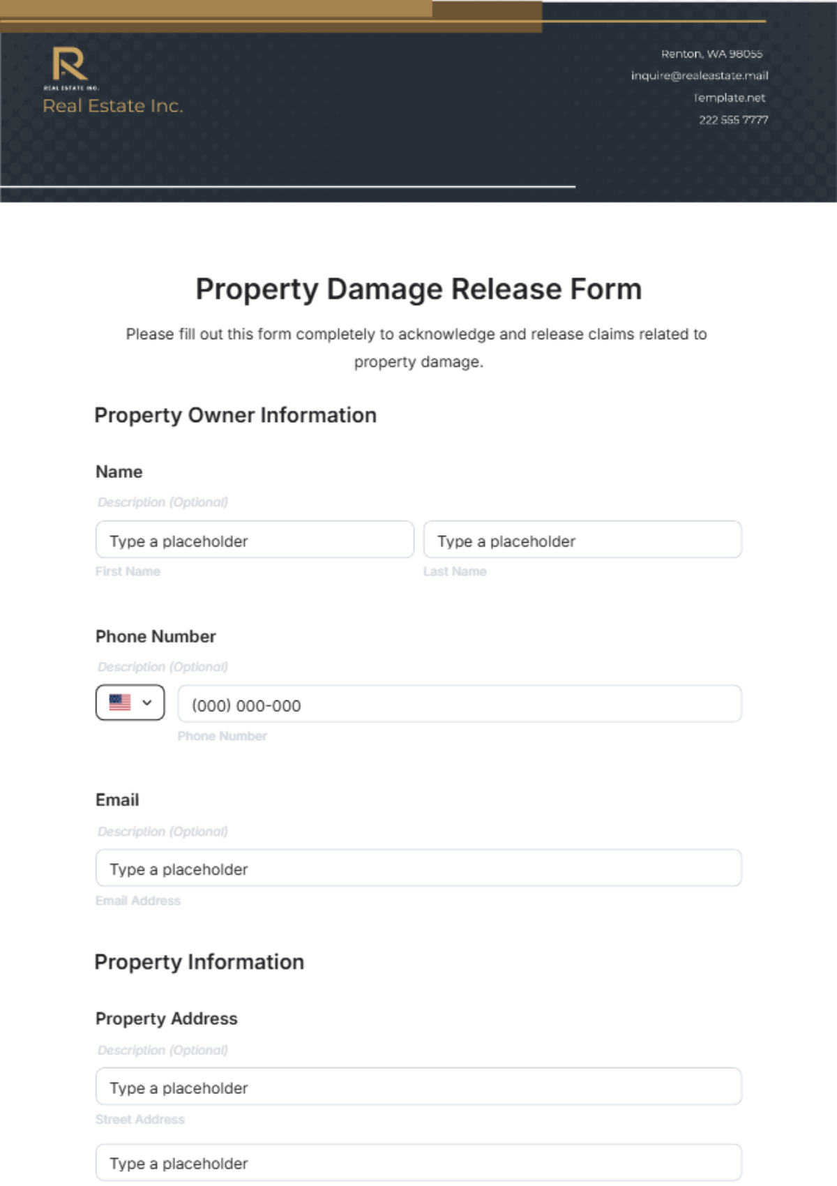 Property Damage Release Form Template - Edit Online & Download