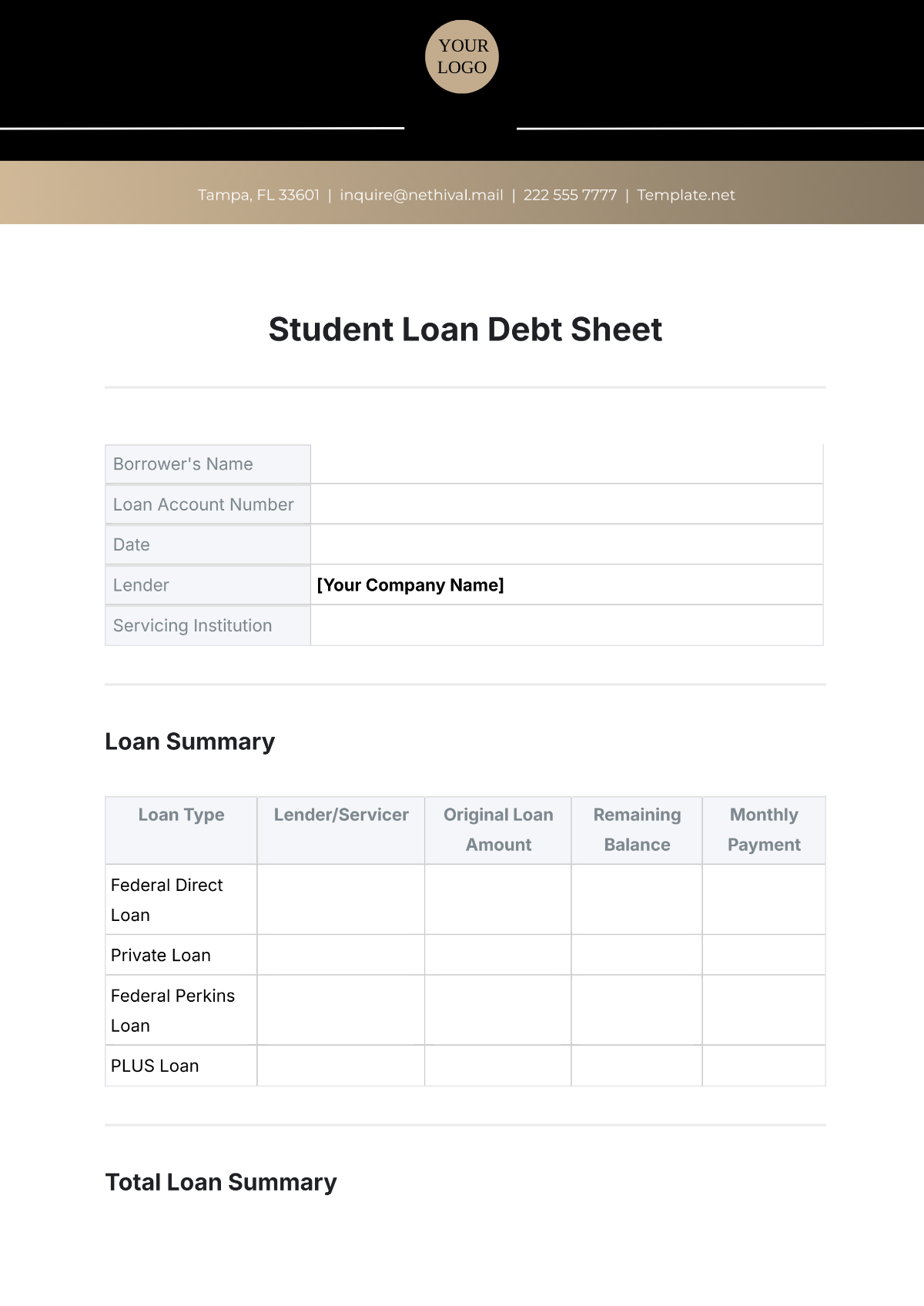 Student Loan Debt Sheet Template - Edit Online & Download