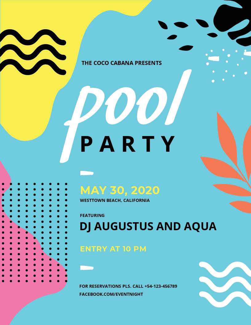 FREE Pool Party Flyer Template Download in Word Google Docs