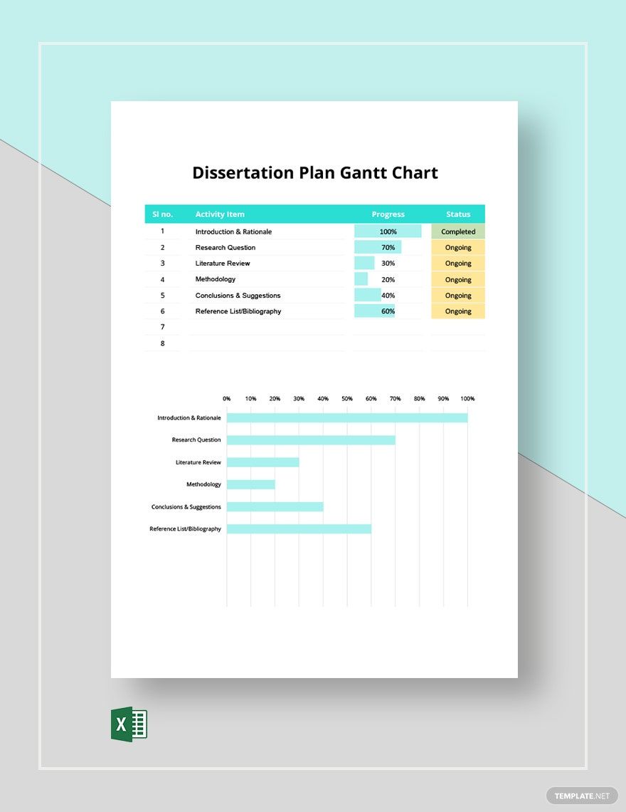 Dissertation Plan Gantt Chart Template in Excel - Download | Template.net