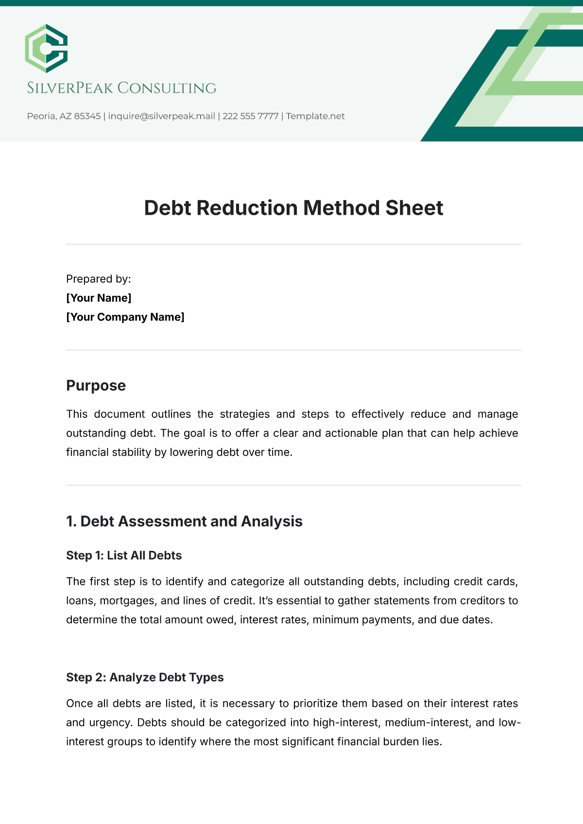 Debt Reduction Method Sheet Template - Edit Online & Download