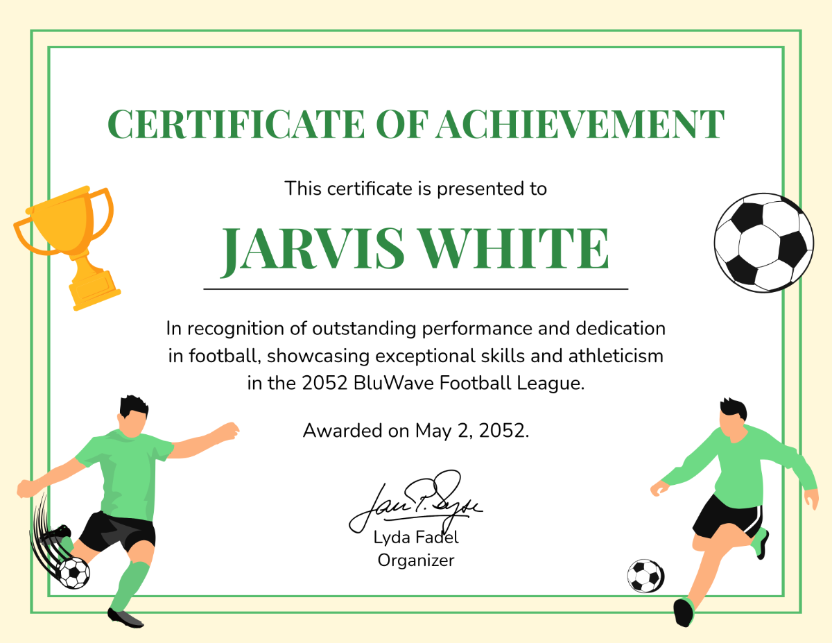 Free Athletic Football Certificate Template - Edit Online & Download