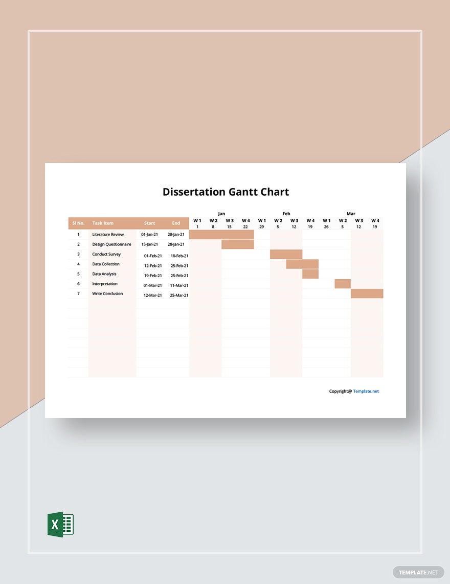 Example Dissertation Gantt Chart Template in Excel - Download | Template.net