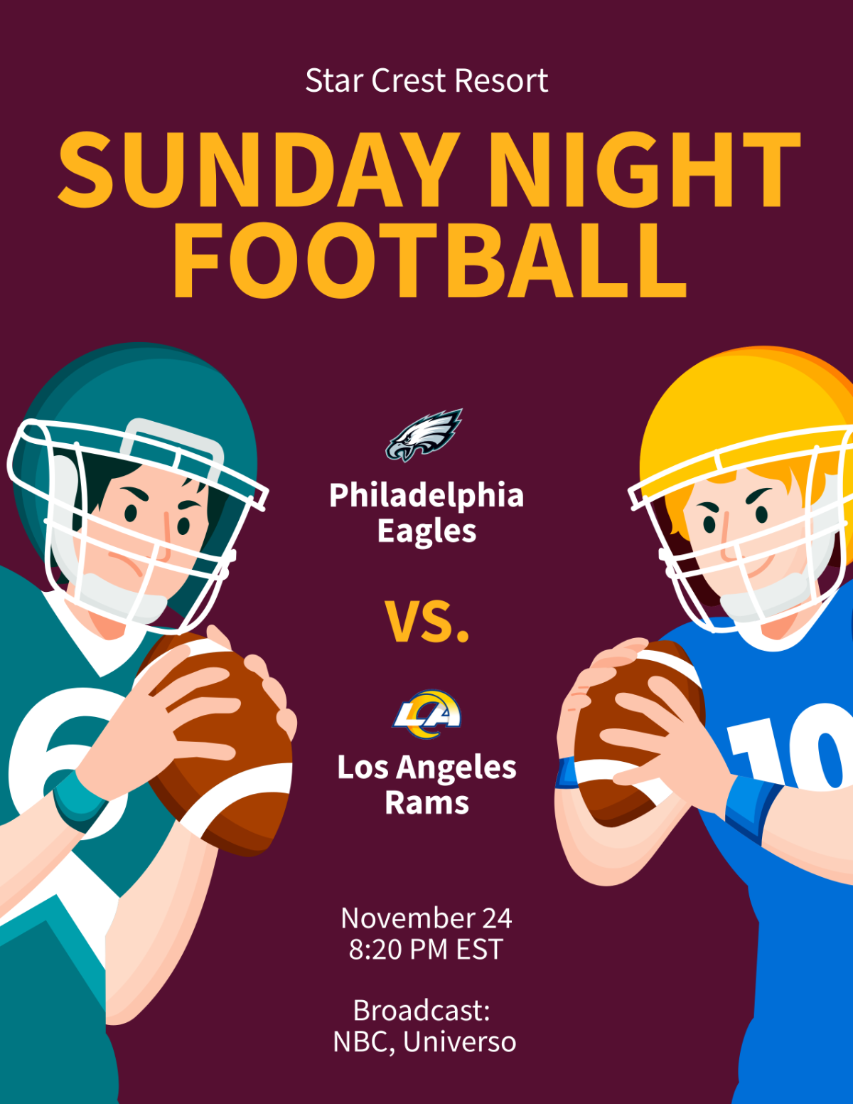 Free Sunday Night Football Schedule Template - Edit Online & Download