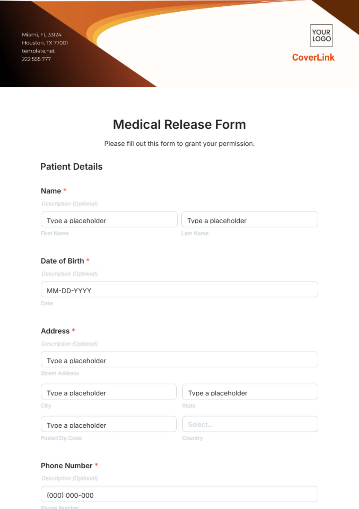 Medical Release Form Template - Edit Online & Download