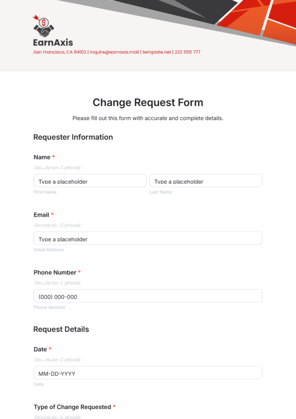 Change Request Form Template - Edit Online & Download