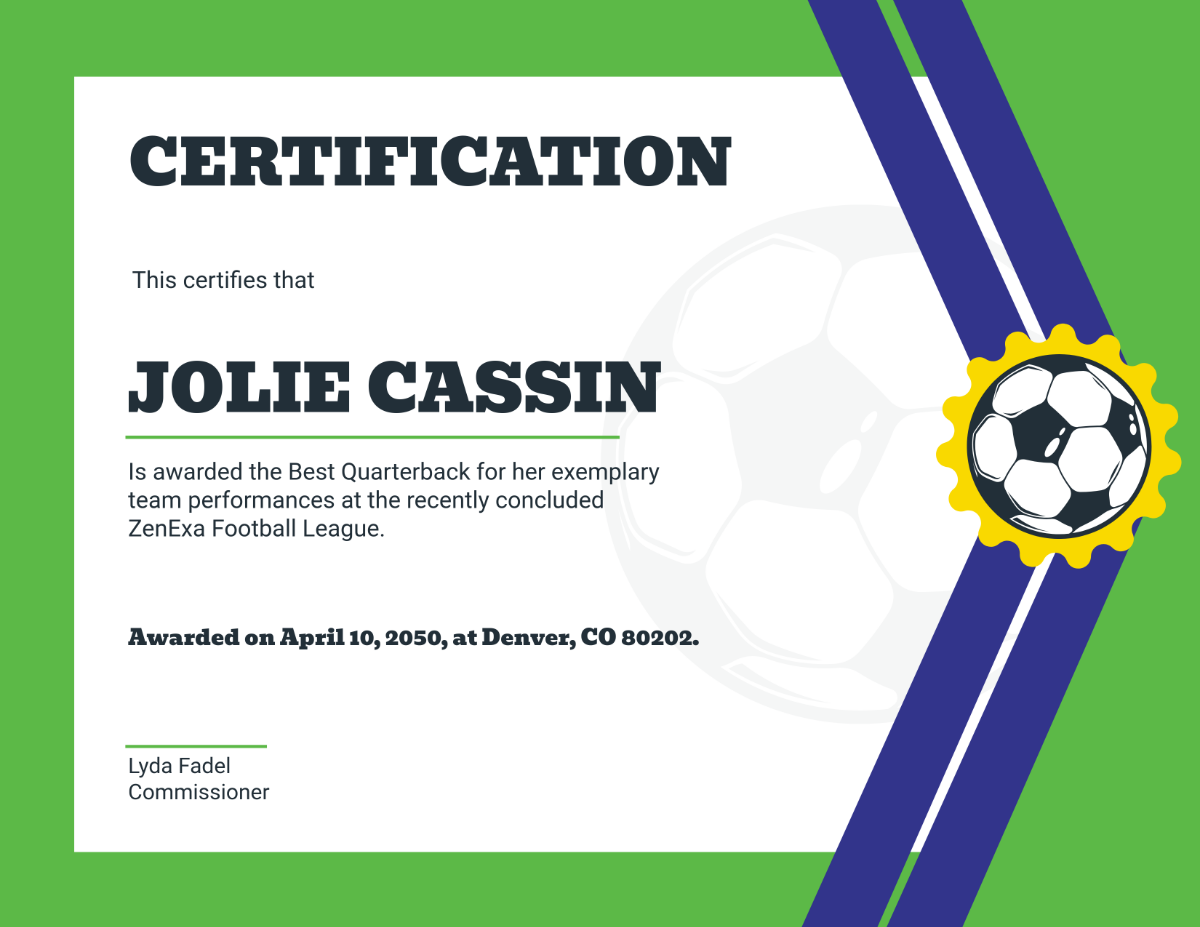 Free Sample Football Certificate Template - Edit Online & Download