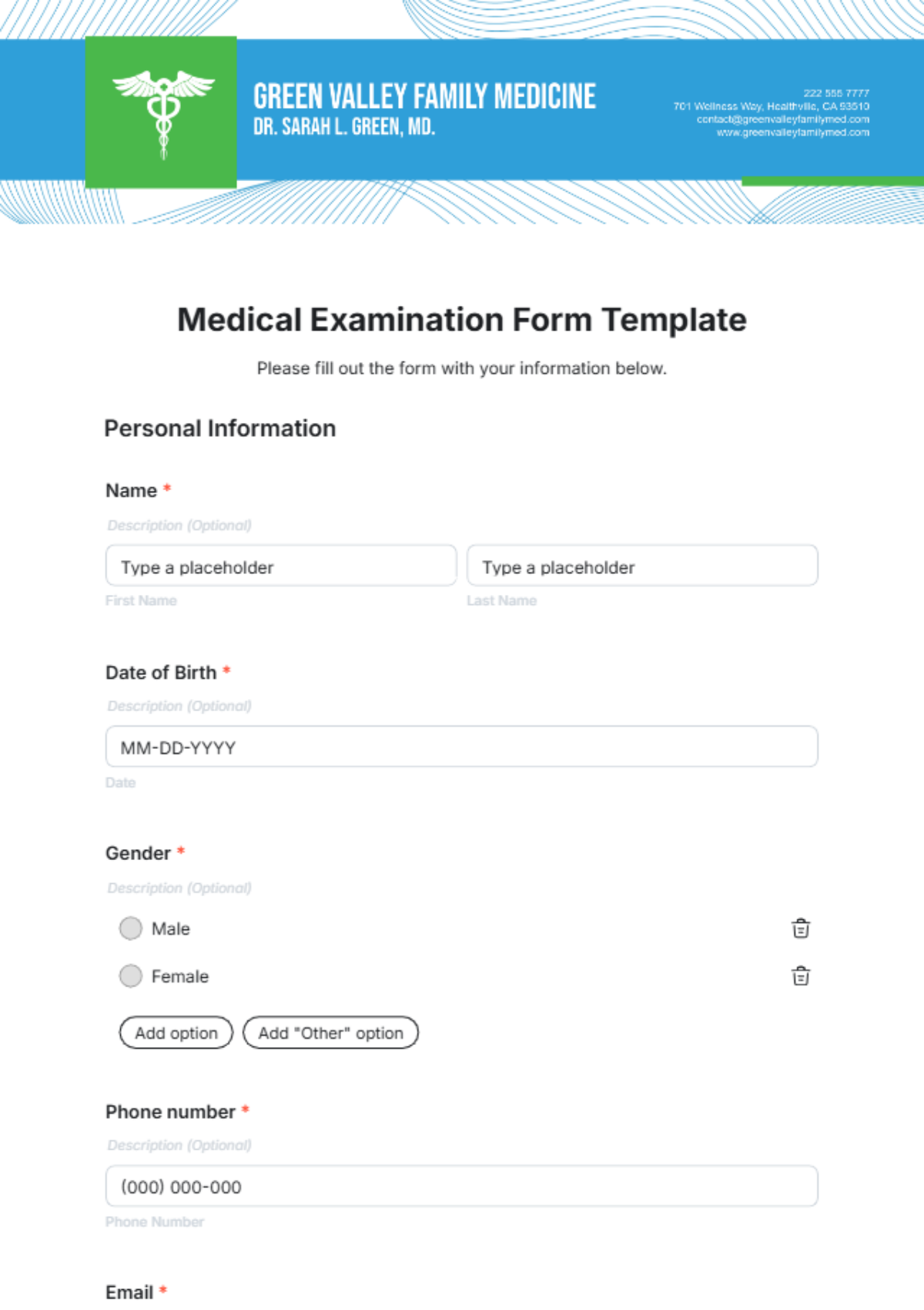 Medical Examination Form Template - Edit Online & Download