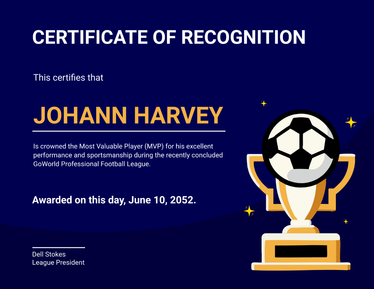 Professional Football MVP Certificate Template - Edit Online & Download