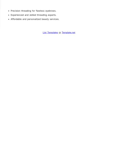 Free Eyebrow Threading Salon Price List Template to Edit Online