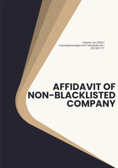 Free Affidavit of Non-Blacklisted Company Template to Edit Online