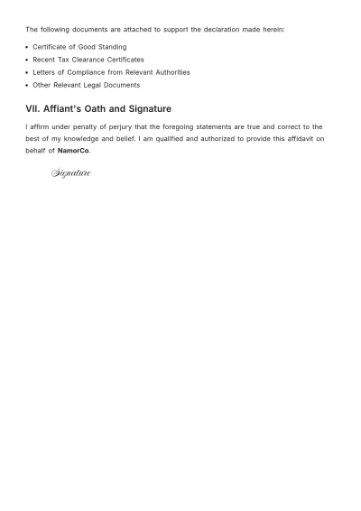 Free Affidavit of Non-Blacklisted Company Template to Edit Online