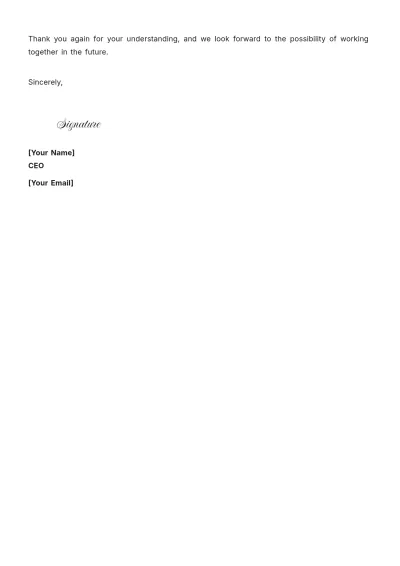 Free Corporate Collaboration Refusal Letter Template to Edit Online