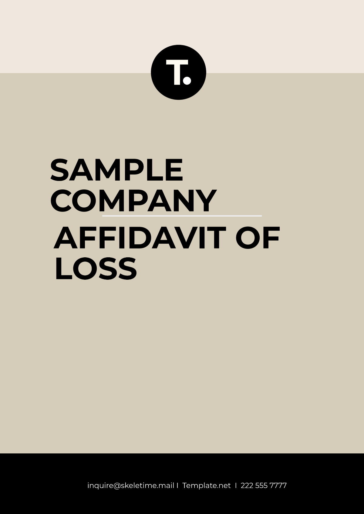 Sample Company Affidavit of Loss Template - Edit Online & Download