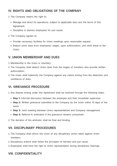 Free Trade Union Recognition Agreement Template to Edit Online