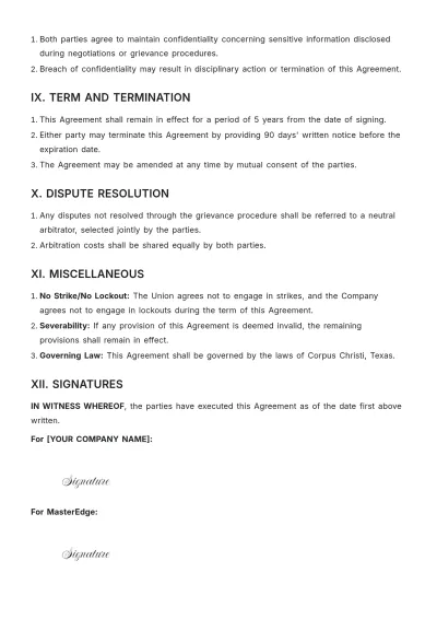 Free Trade Union Recognition Agreement Template to Edit Online