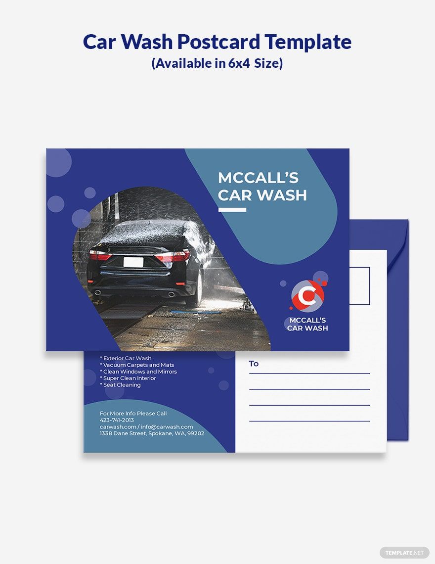 Car Wash Postcard Template