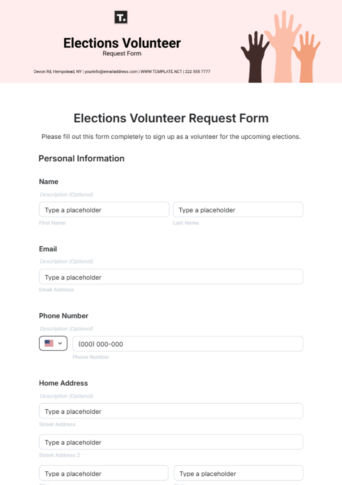 Elections Volunteer Request Form Template - Edit Online & Download