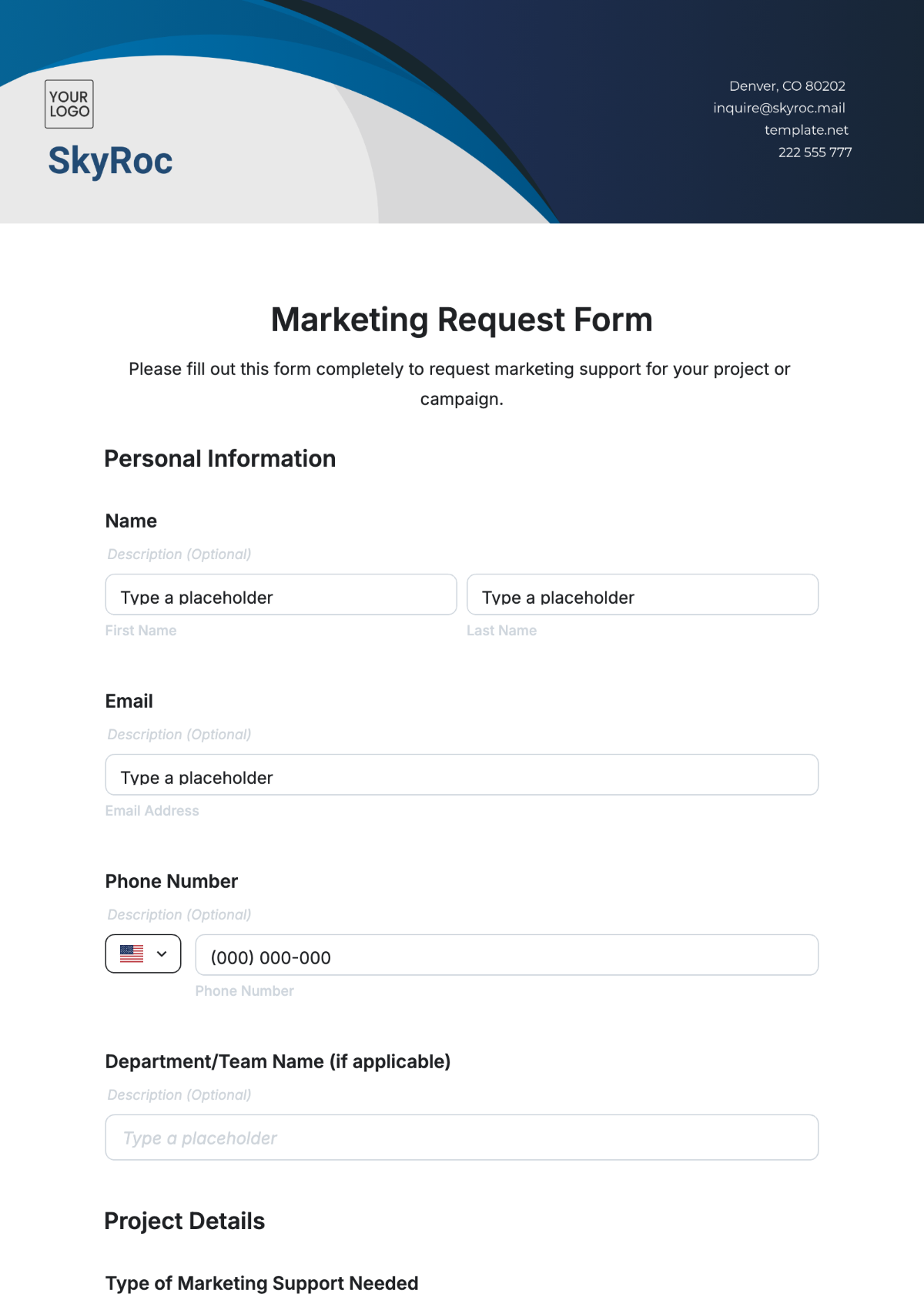 Marketing Request Form Template - Edit Online & Download