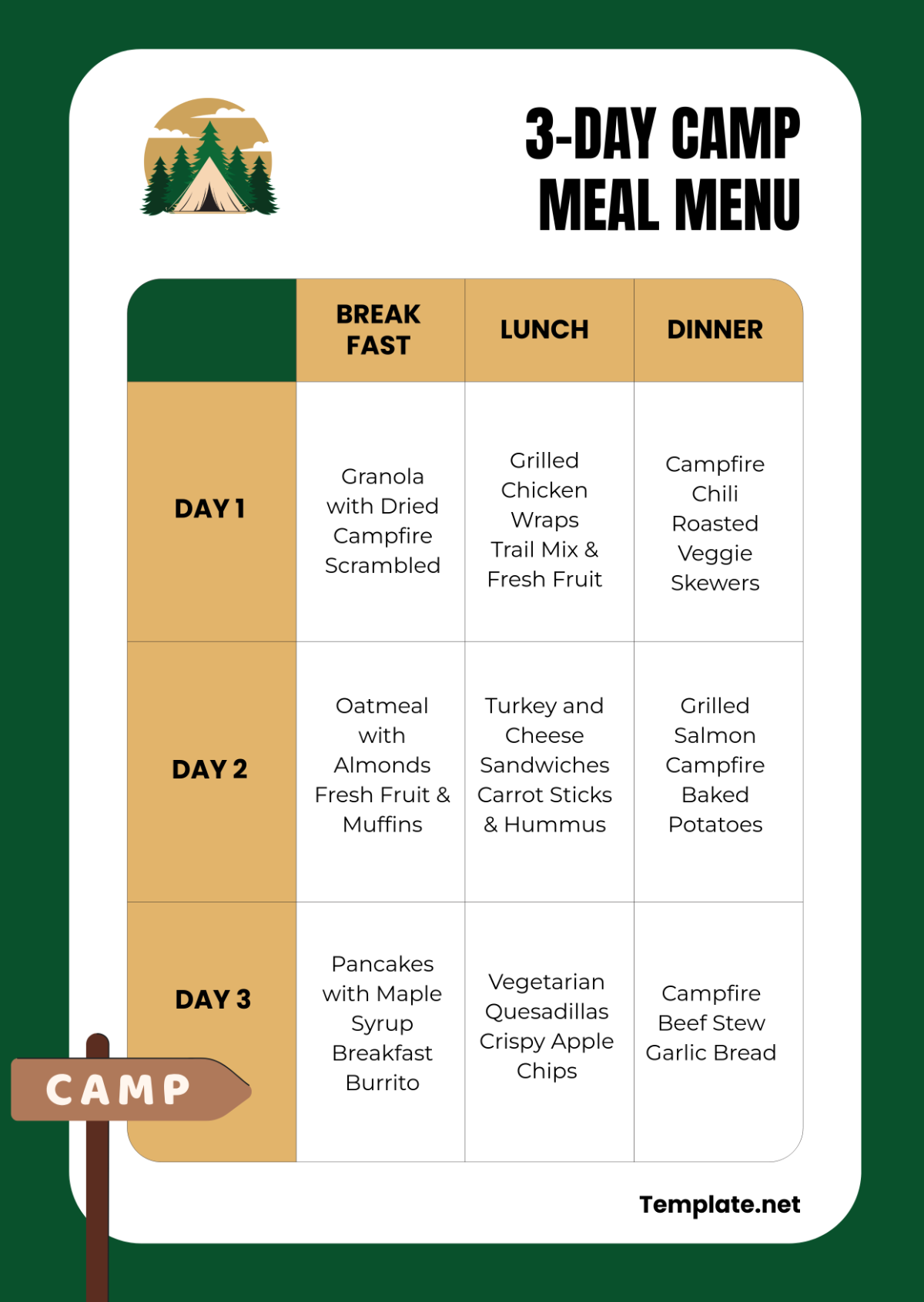 Camping Menu Template - Download | Template.net