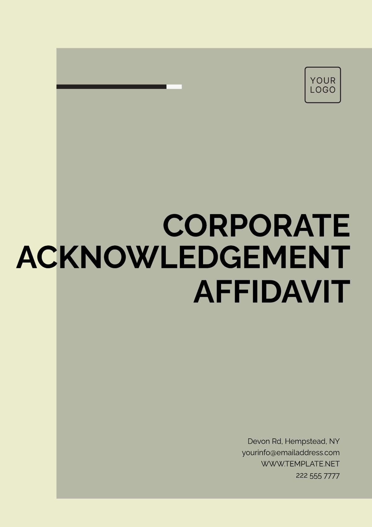 Corporate Acknowledgement Affidavit Template - Edit Online & Download