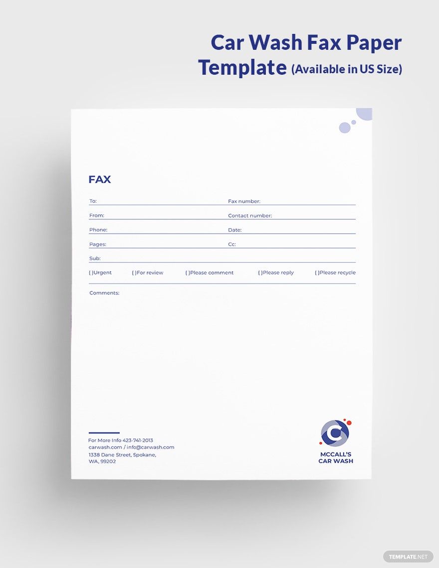 Free Car Wash Fax Paper Template
