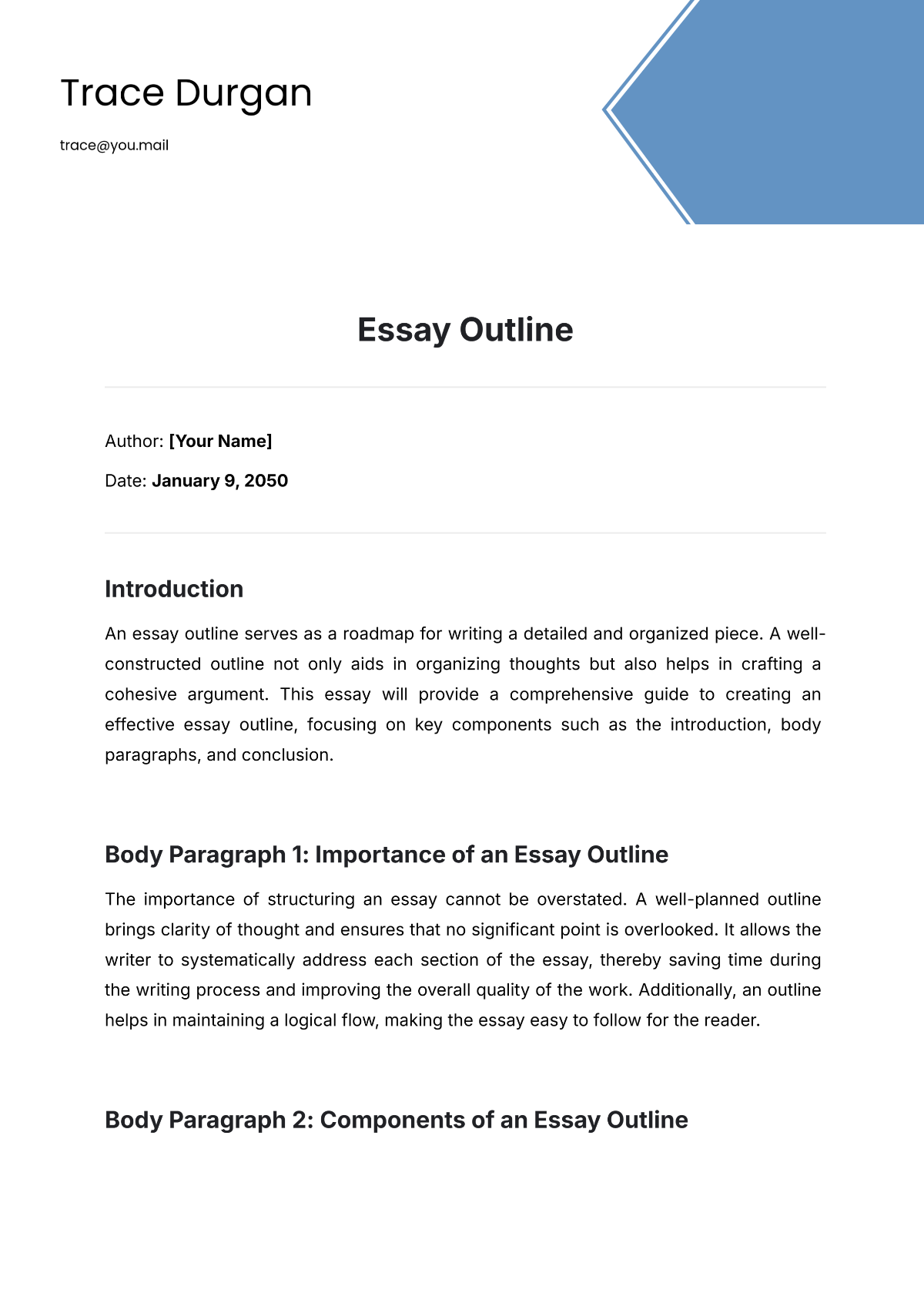 Essay Outline Template - Edit Online & Download