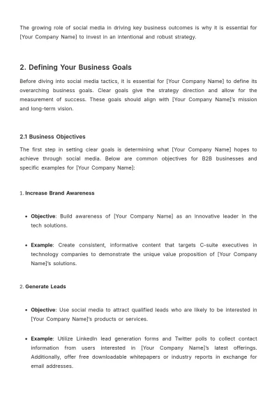 Free B2B Social Media Strategy Template to Edit Online