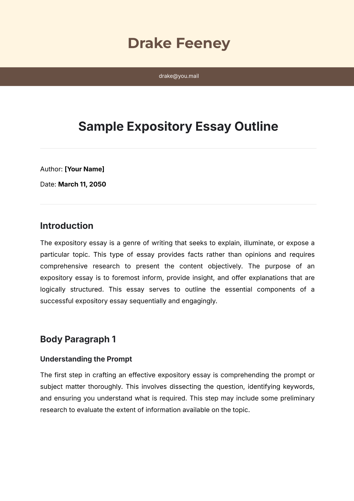 Sample Expository Essay Outline Template - Edit Online & Download