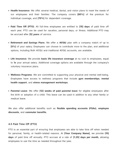 Free B2B Employee Handbook Template to Edit Online | Template.net to Edit Online