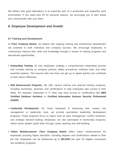 Free B2B Employee Handbook Template to Edit Online | Template.net to Edit Online